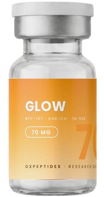 GLOW 70 mg — verzegelde gelyofiliseerde flacon, GLOW etiket
