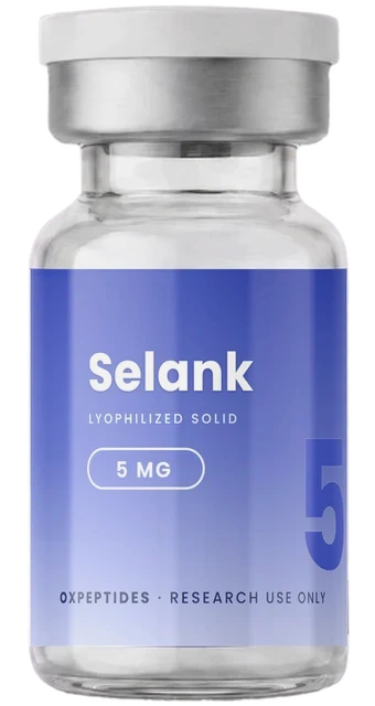 Selank 5 mg — gelyofiliseerde onderzoekspeptide, OXpeptides-flacon