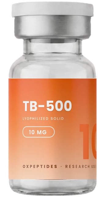 TB-500 10 mg — verzegelde gelyofiliseerde flacon, TB-500 etiket